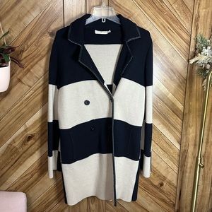 Tory Burch Color Blocked Merino Wool Button Down (Heavy) Jacket - Small